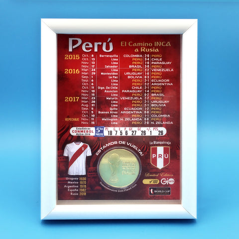 Peru La Blanquirroja 2018 World Cup Framed Gold Coin - gio-gifts